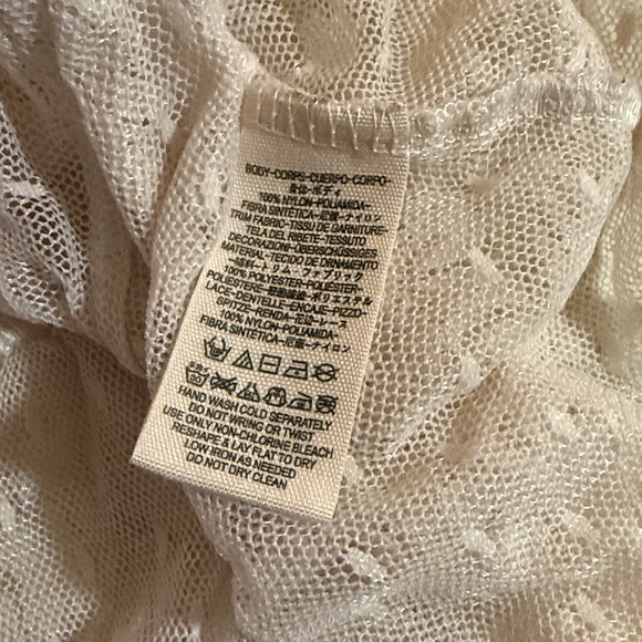 Free People Penelope Lace Swiss Dot Peplum Blouse Top White Size Large - Picture 9 of 11